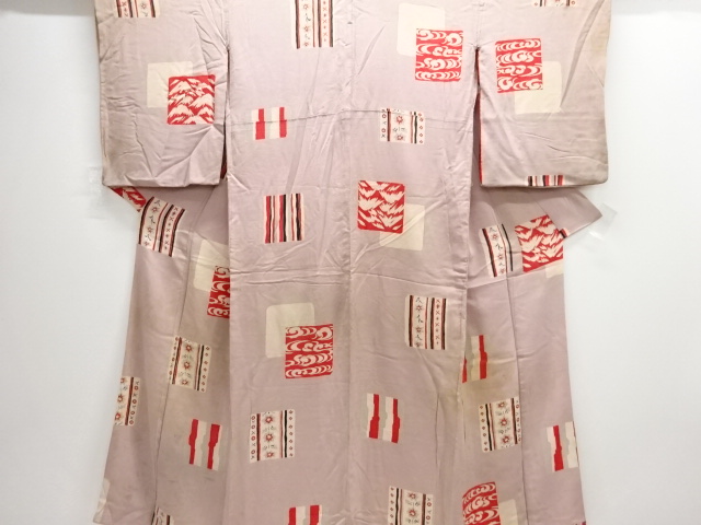 アンティーク　錦紗色紙に寄せ柄着物